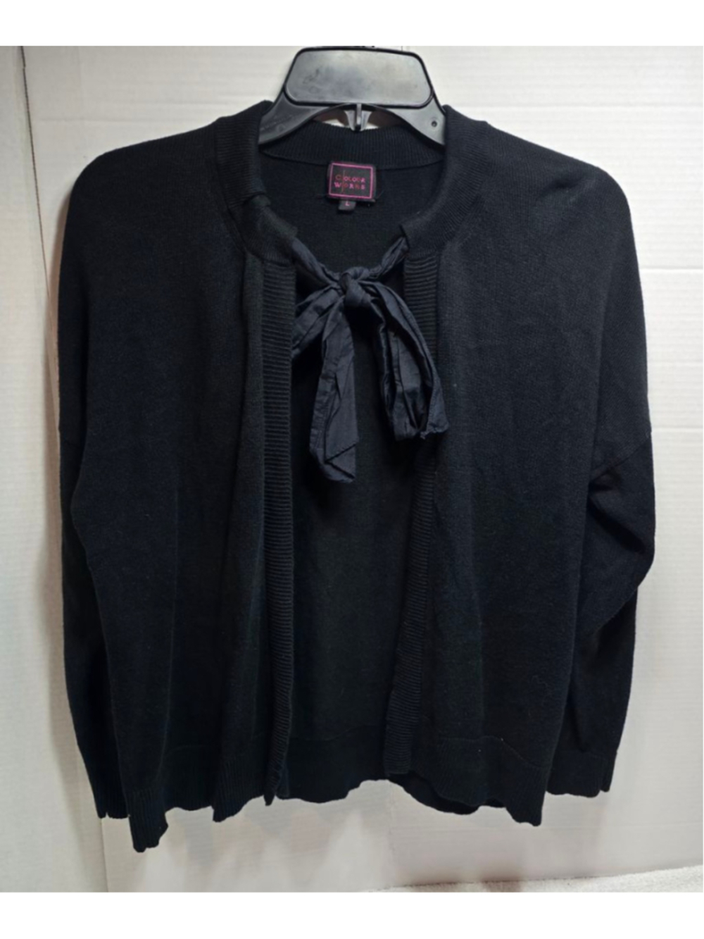 Women's Colour Works Black Cardigan Sweater L
